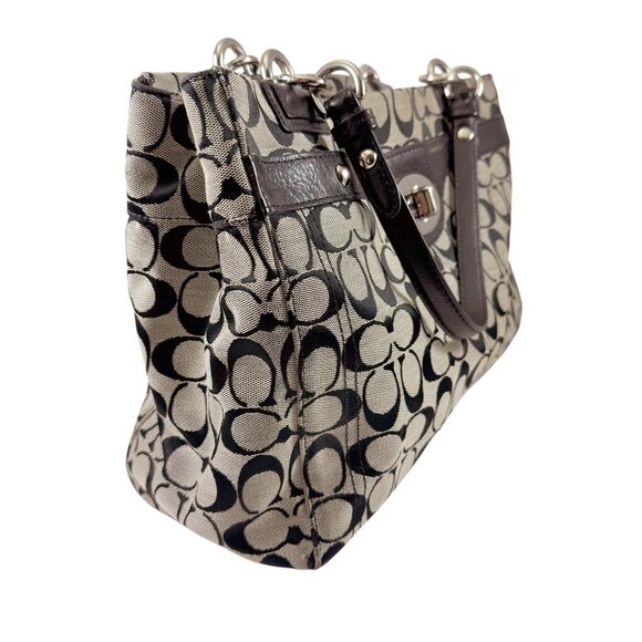 Coach Signature Logo Penelope Tote Bag 16537 Brown Large Carryall Shoulder Purse - Picture 3 of 12